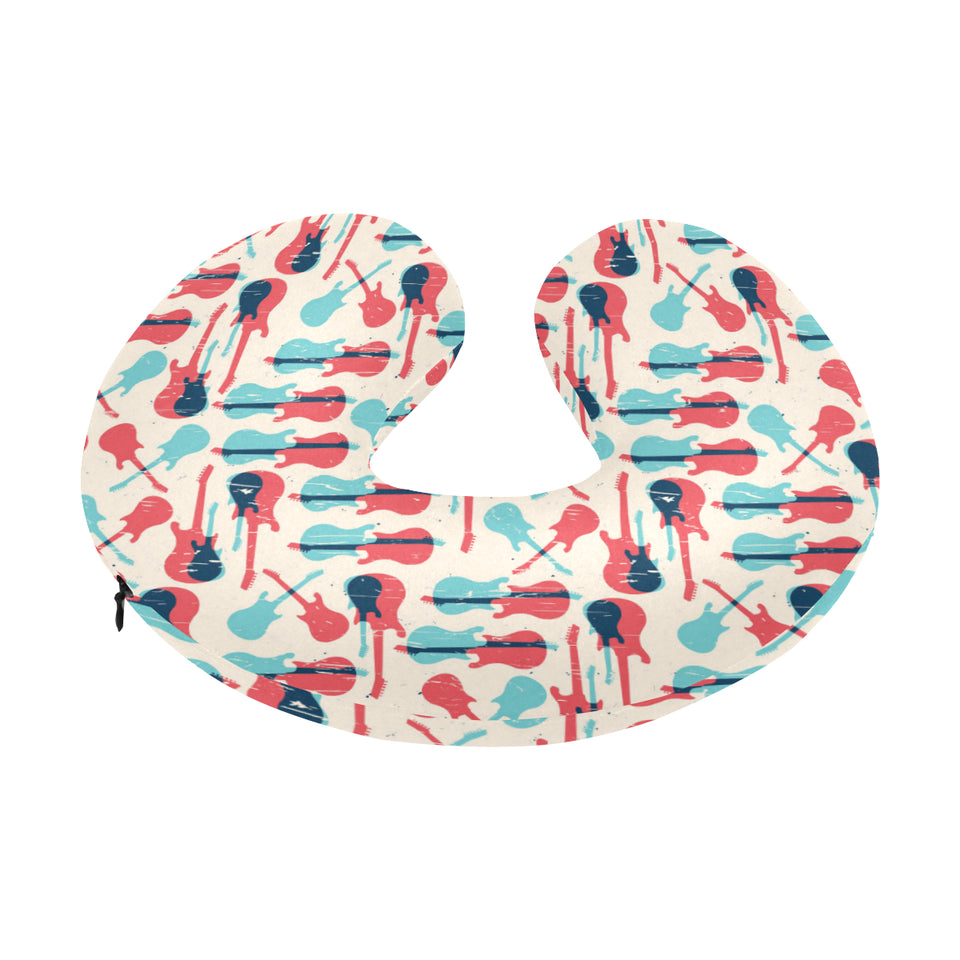 Red Blue guitar pattern U-Shaped Travel Neck Pillow