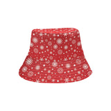 Snowflake pattern red background Unisex Bucket Hat
