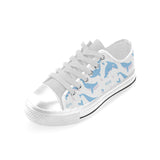 Blue whale pattern Men's Low Top Shoes White