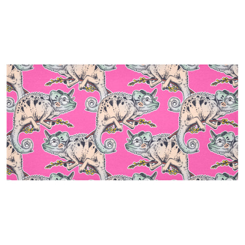 Chameleon lizard pattern pink background Tablecloth