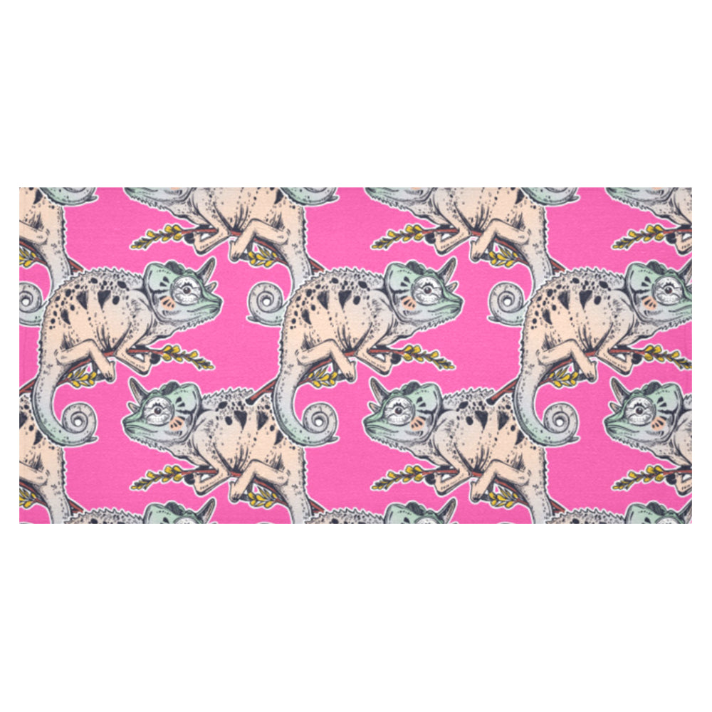 Chameleon lizard pattern pink background Tablecloth