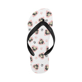 Cute pugs pink heart paw pattern Unisex Flip Flops
