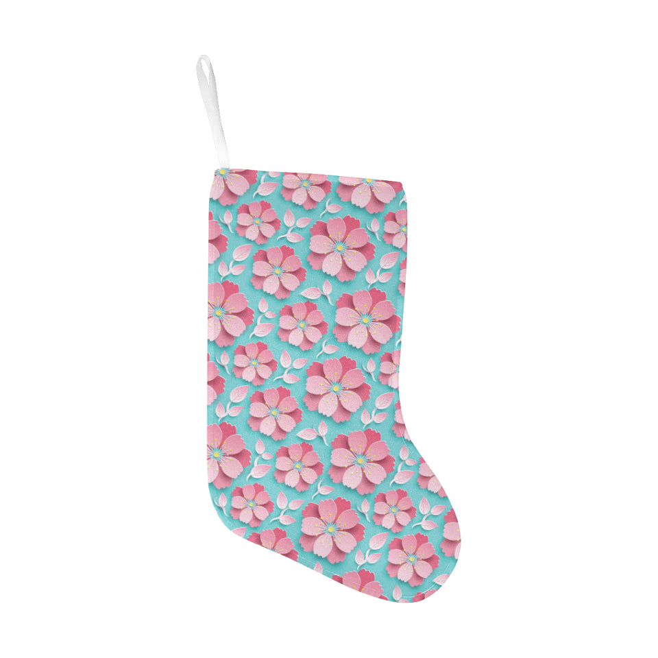 3D sakura cherry blossom pattern Christmas Stocking