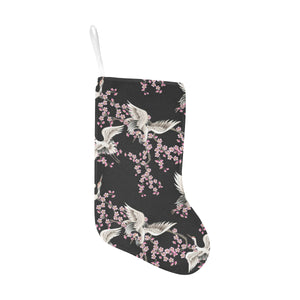 Japanese crane pink sakura pattern Christmas Stocking