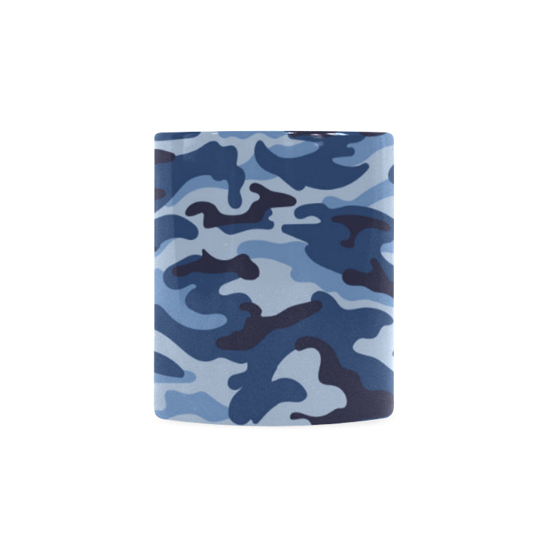 Blue camouflage pattern Classical White Mug (Fulfilled In US)