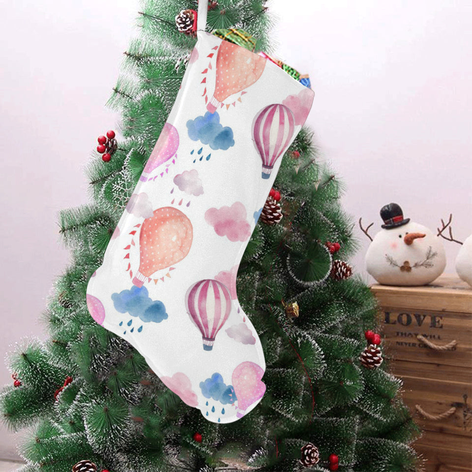 Watercolor air balloon cloud pattern Christmas Stocking