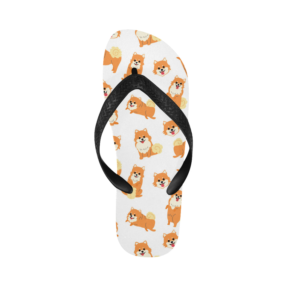 Brown pomeranian pattern Unisex Flip Flops