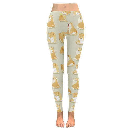 Cute fat shiba inu dog pattern Women's Legging Fulfilled In US