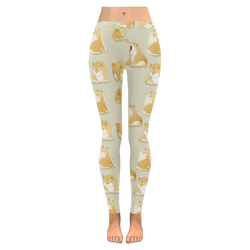Cute fat shiba inu dog pattern Women's Legging Fulfilled In US