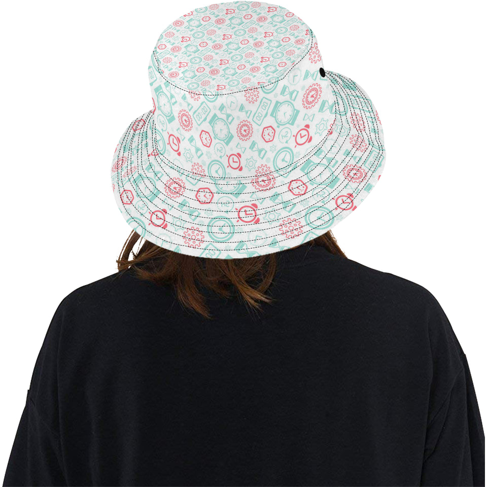 Clock time pattern blackground Unisex Bucket Hat