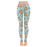 Hand drawn pizza blue background Women's Legging Fulfilled In US