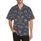 sushi pattern black background Men's All Over Print Hawaiian Shirt
