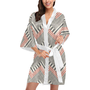 zigzag chevron striped pattern Women's Short Kimono Robe