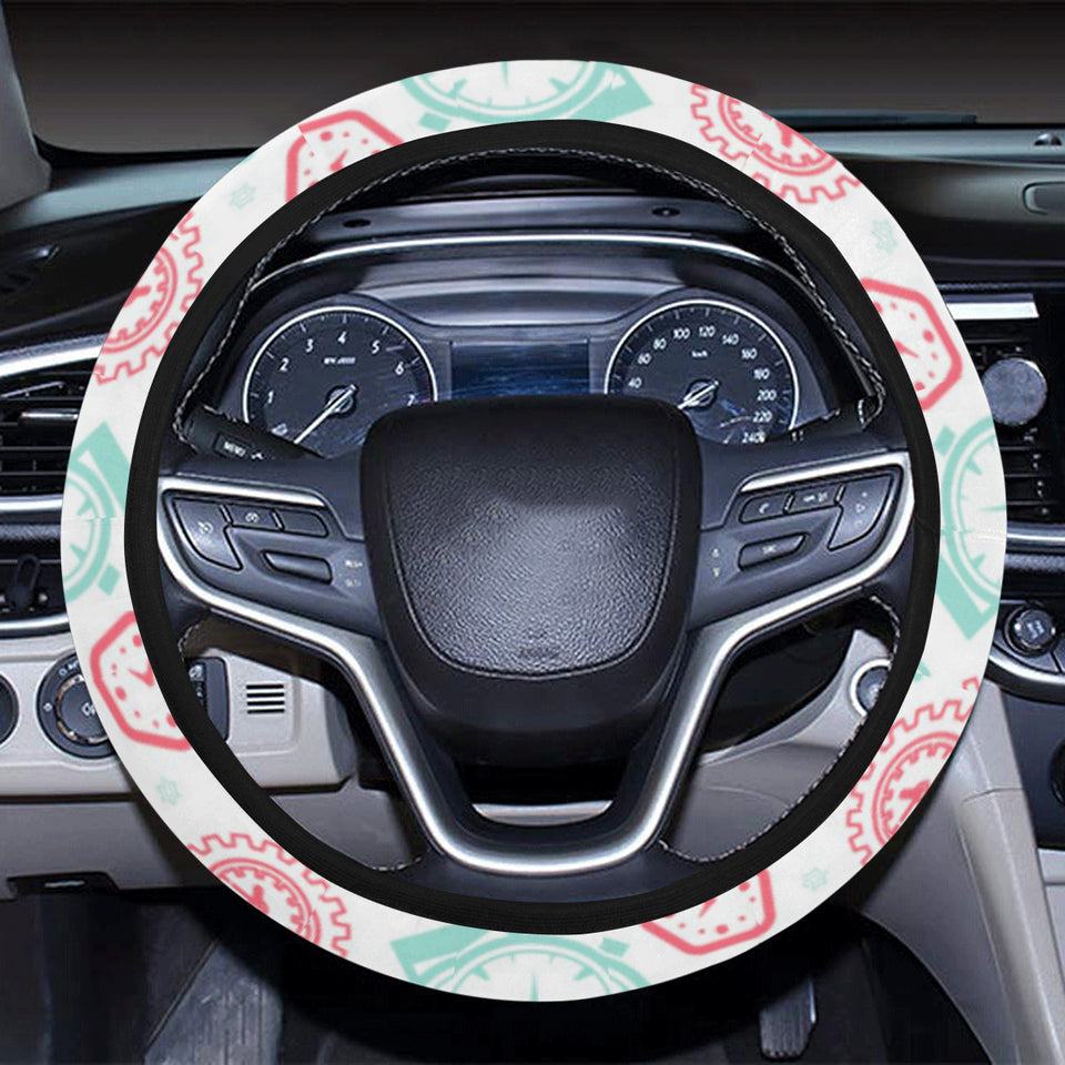 Clock time pattern blackground Car Steering Wheel Cover