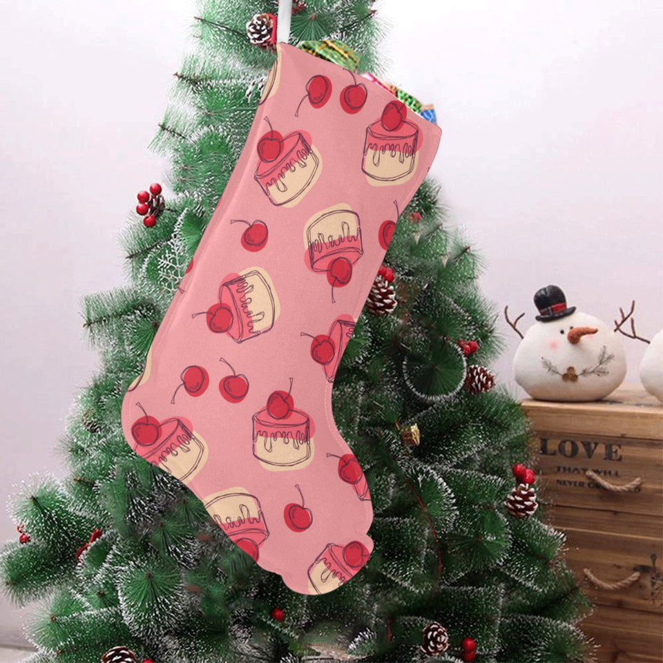 Cake cherry pattern Christmas Stocking