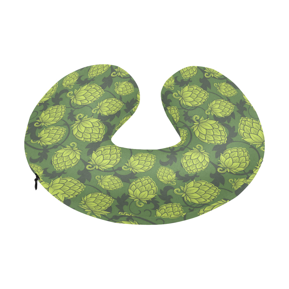 Hop pattern Hop cone background U-Shaped Travel Neck Pillow