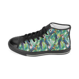 Colorful parrot exotic flower leaves Women's High Top Canvas Canvas Shoes Black