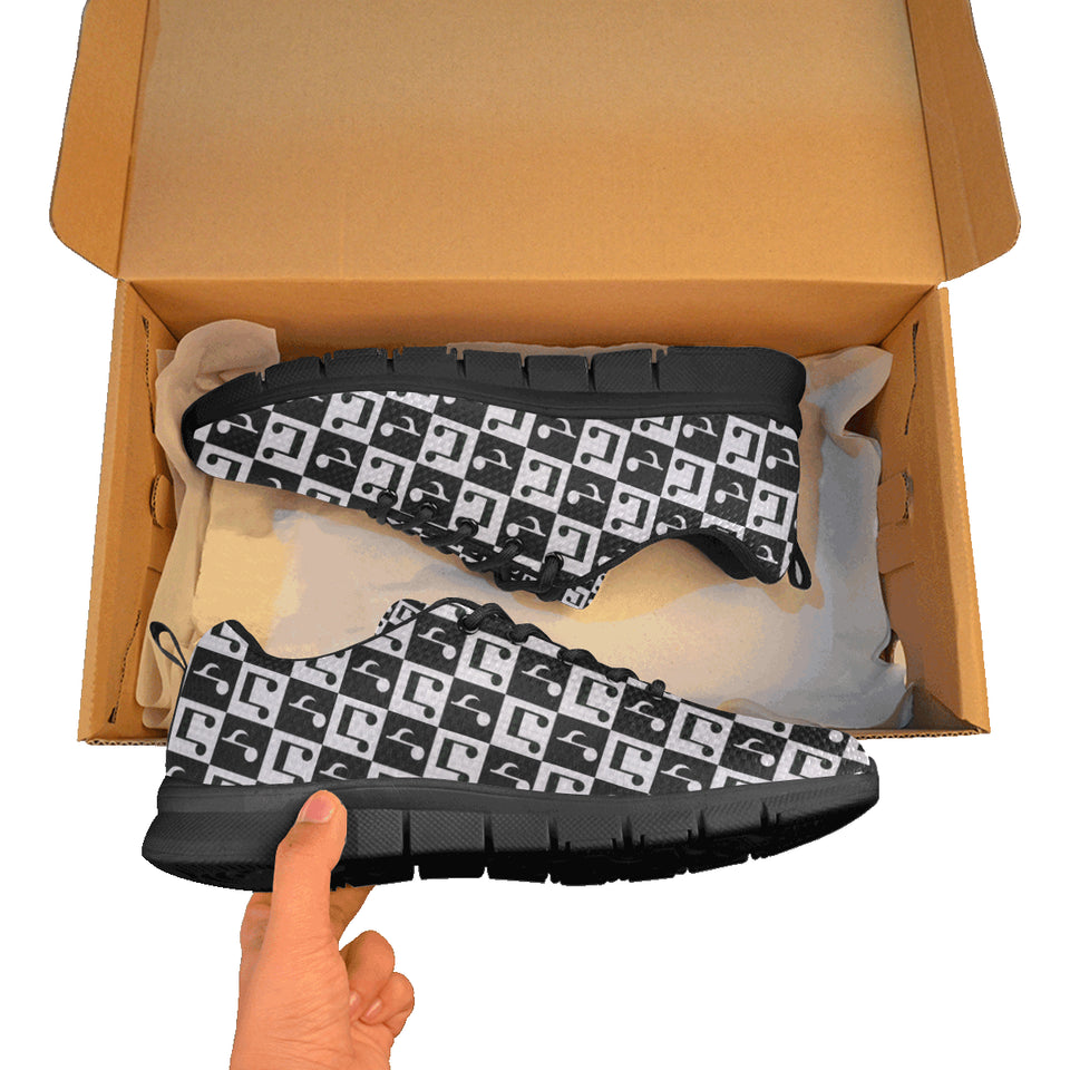 Music Notes Pattern Print Design 01 Men's Breathable Sneakers ( Model 055)