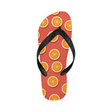 Oranges pattern red background Unisex Flip Flops