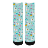 Llama alpaca cactus leaves pattern Crew Socks