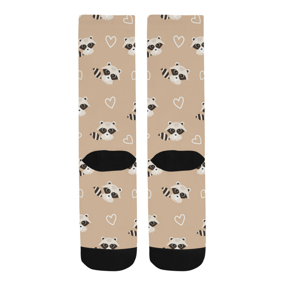 Cute raccoon heart pattern Crew Socks