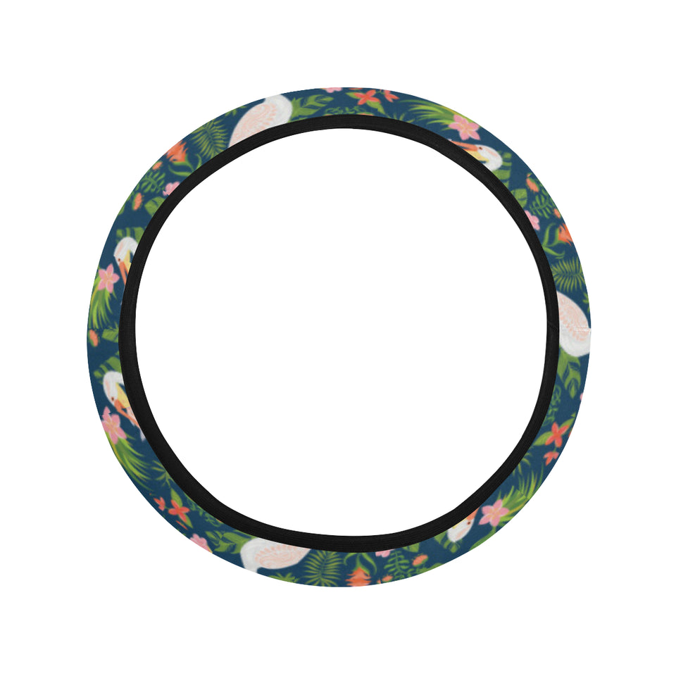 Pelican Pattern Print Design 05 Car Steering Wheel Cover