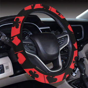 Casino Cards Suits Pattern Print Design 02 Car Steering Wheel Cover