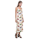 Corgi Christmas Pattern V-Neck Open Fork Long Dress