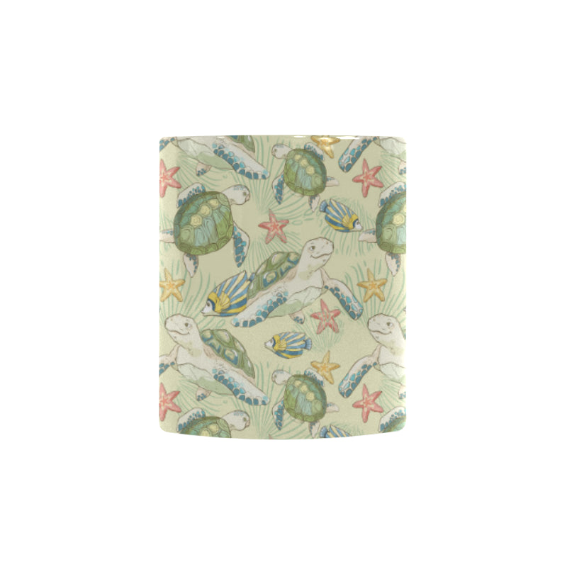 Hand drawn sea turtle fish pattern Morphing Mug Heat Changing Mug