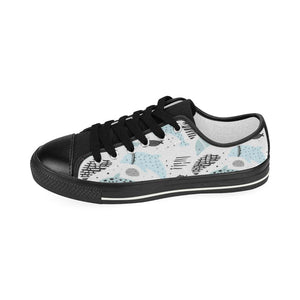 Cute dolphins Childish Style pattern Kids' Boys' Girls' Low Top Canvas Shoes Black
