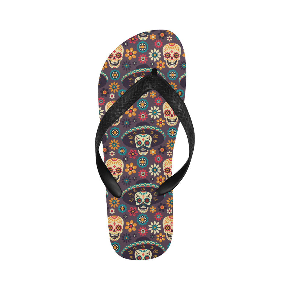 Sugar skulls flower maxican pattern Unisex Flip Flops