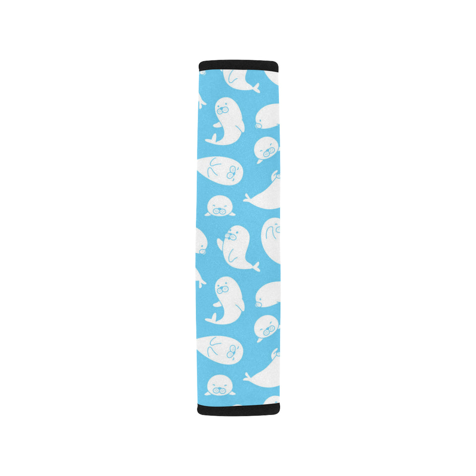 Cute white sea lion seals pattern Car Seat Belt Cover