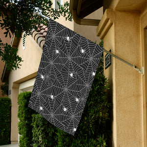 Spider web design pattern Black background white c House Flag Garden Flag