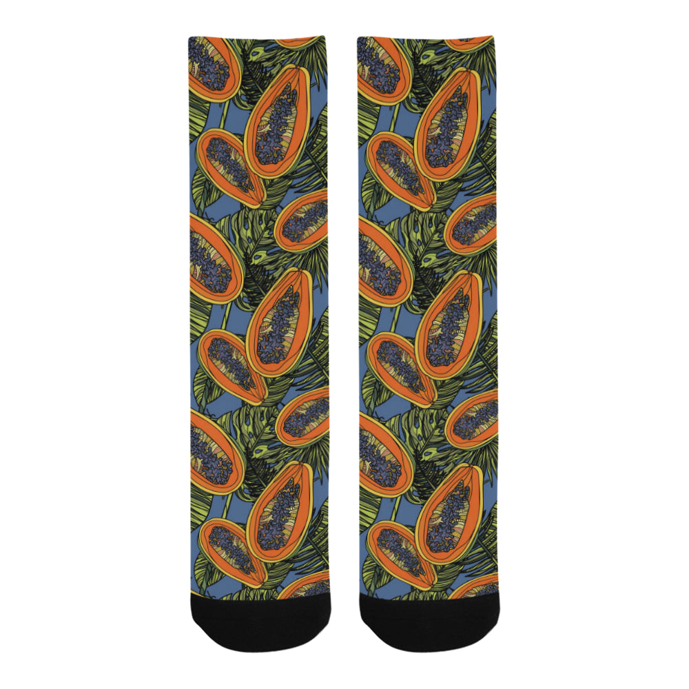 Colorful papaya tropical leaves Crew Socks