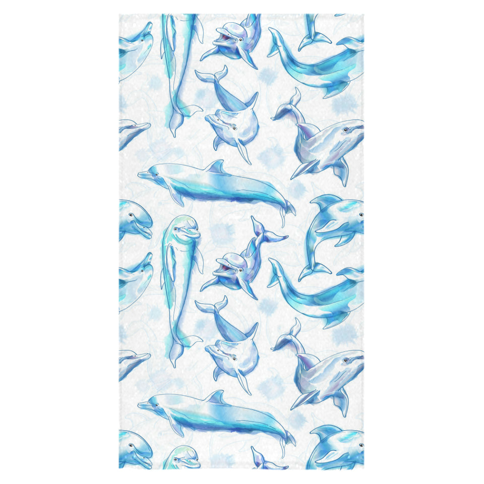 Watercolor dolphin pattern Bath Towel