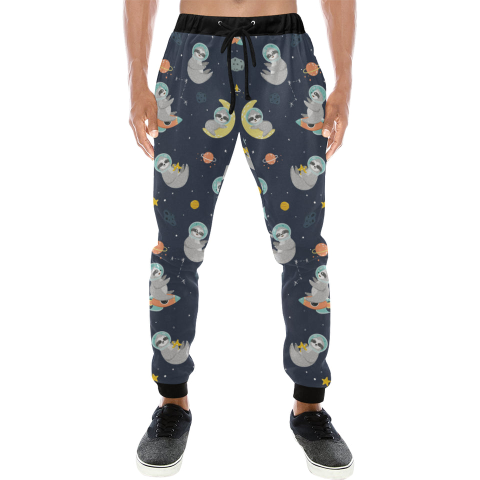 Cute sloth astronaut star planet rocket pattern Unisex Casual Sweatpants