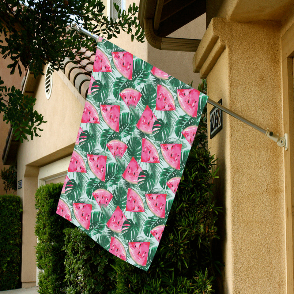 Watermelons tropical palm leaves pattern House Flag Garden Flag