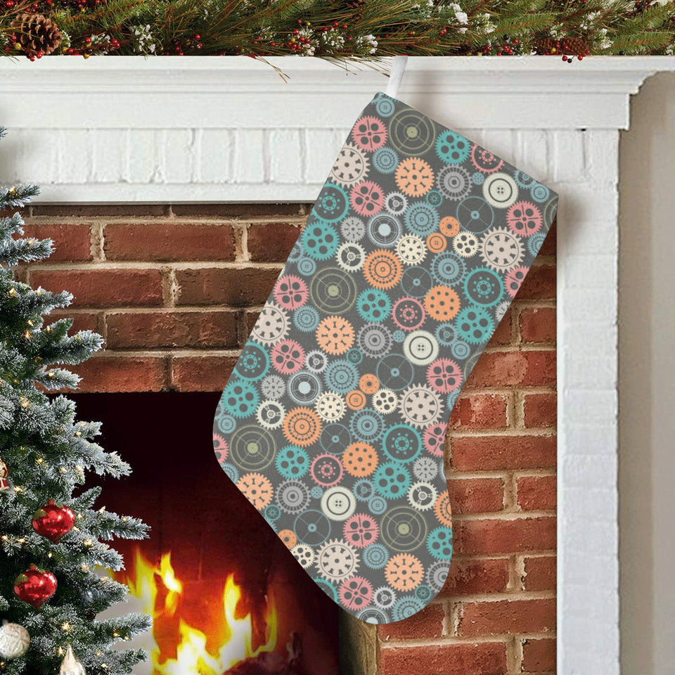 Gear Pattern Print Design 05 Christmas Stocking