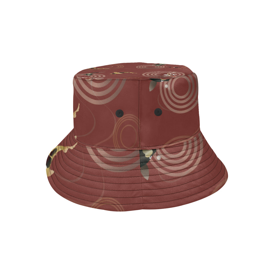 Fancy Carp red background Unisex Bucket Hat
