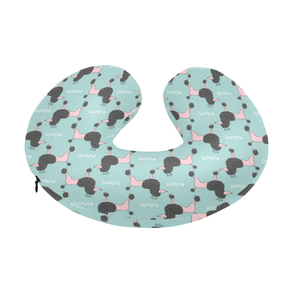 poodle dog green background U-Shaped Travel Neck Pillow