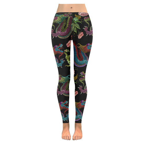 Dragons flower pattern Women's Legging Fulfilled In US