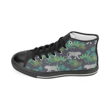 white bengal tigers tropical plant Men's High Top Canvas Shoes Black