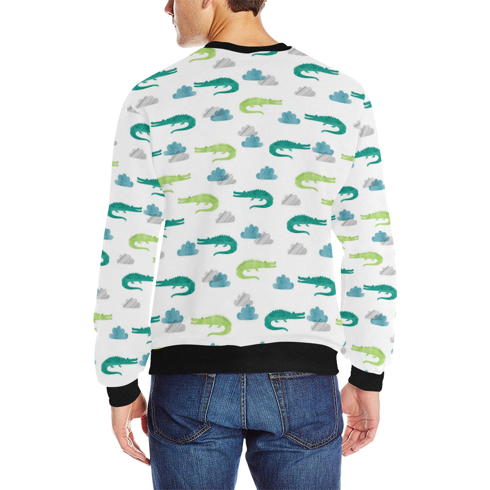 watercolor crocodile pattern Men's Crew Neck Sweatshirt