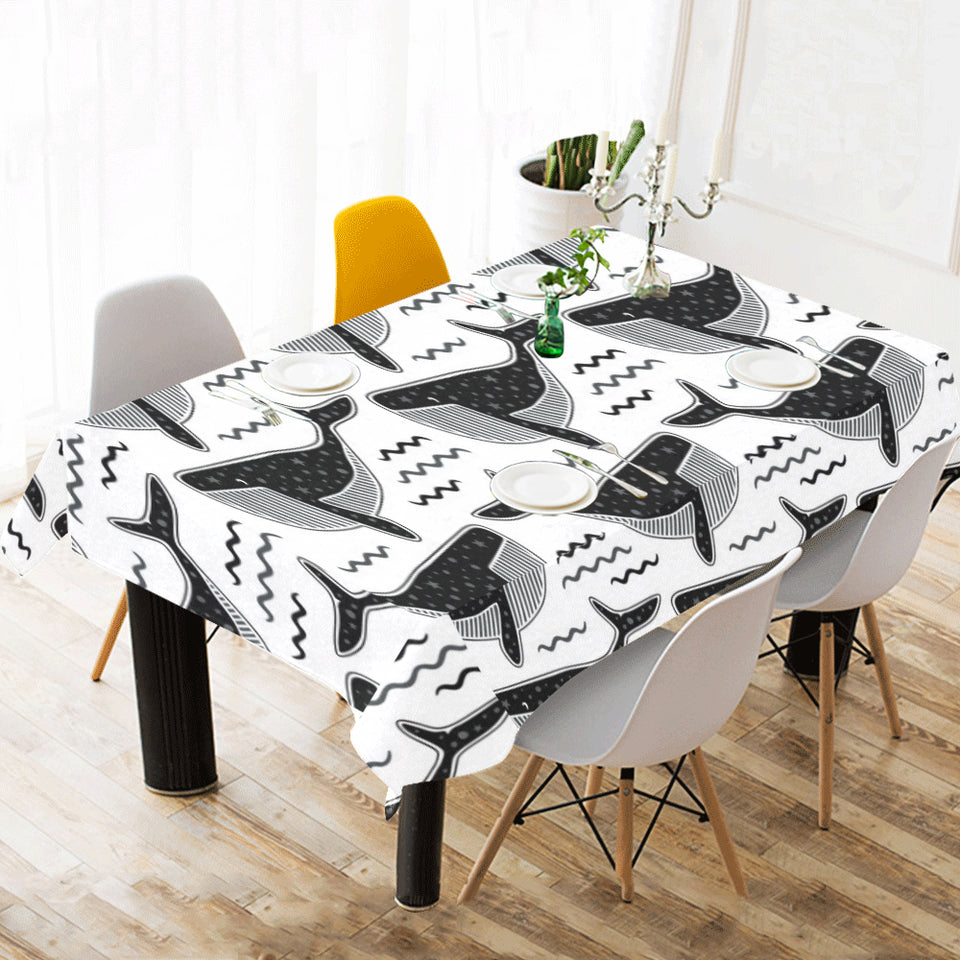 Black whale pattern Tablecloth