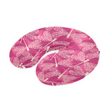 Beautiful dragonfly pink background U-Shaped Travel Neck Pillow