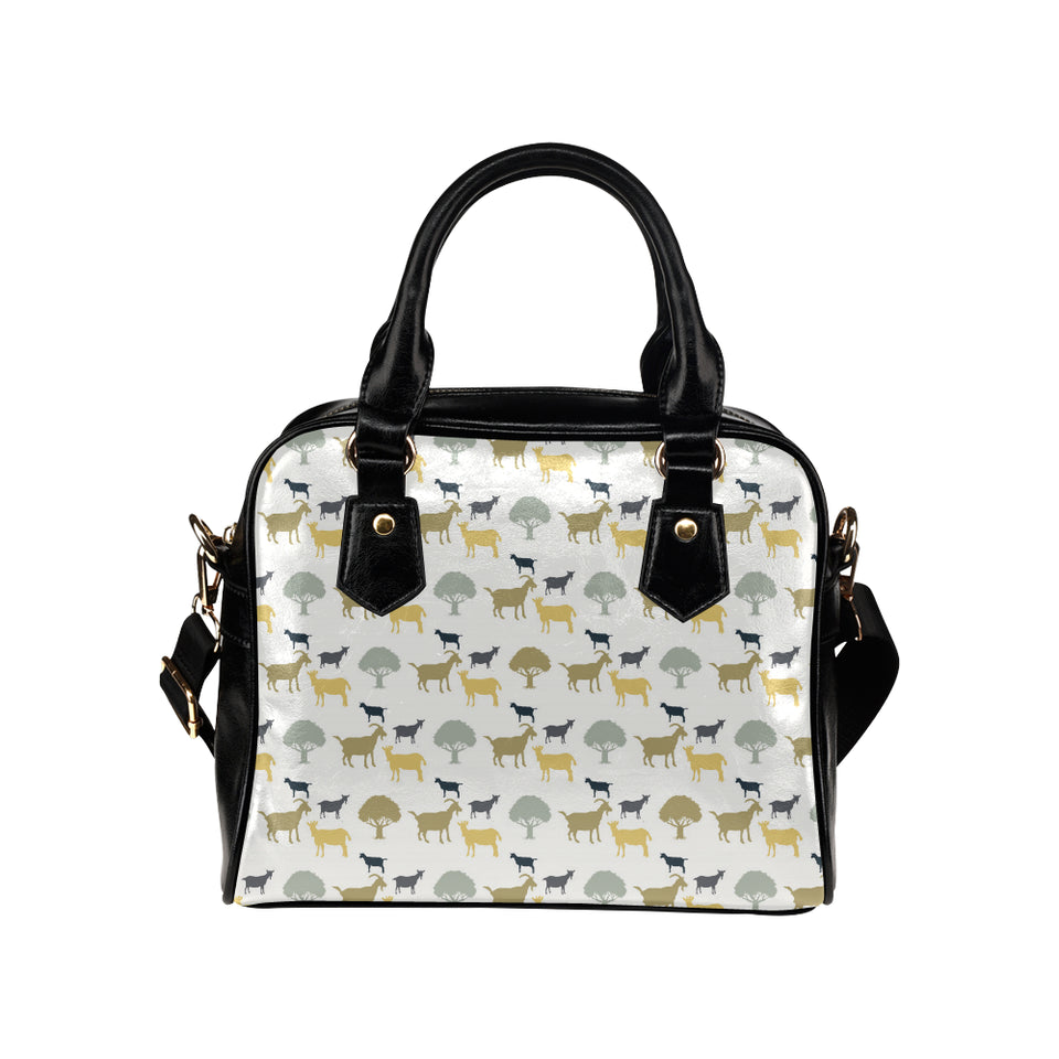 Silhouettes of goat and tree pattern Shoulder Handbag