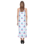 Sailboat anchor pattern V-Neck Open Fork Long Dress