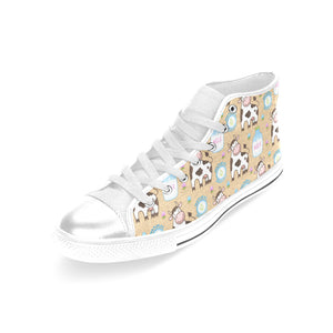 Cow bottle of milk pattern Women's High Top Canvas Shoes White