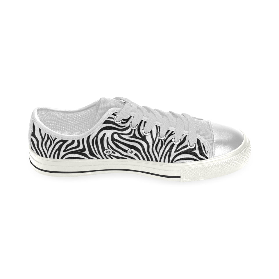 Zebra skin pattern Women's Low Top Canvas Shoes White