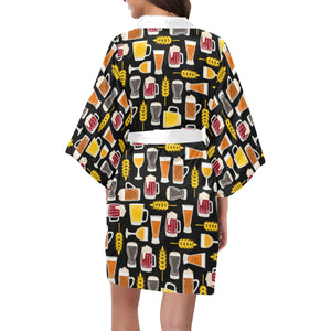 Beer type pattern Women's Short Kimono Robe